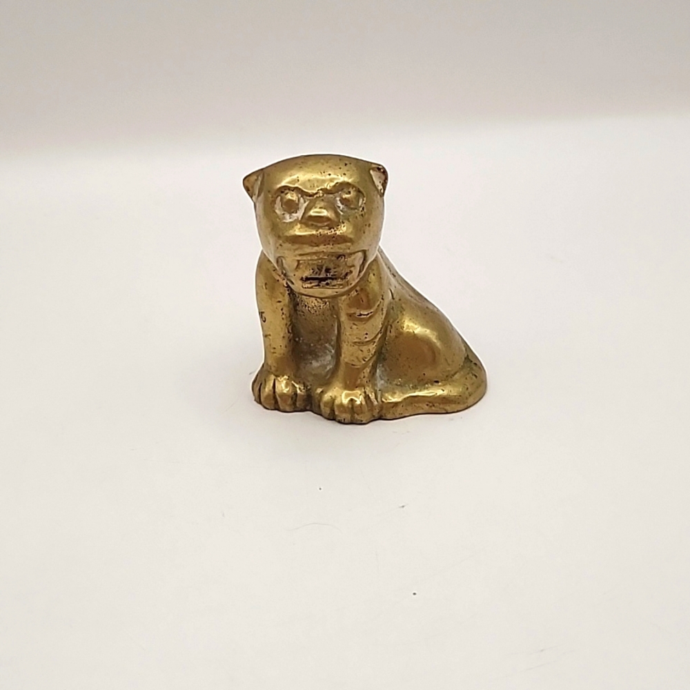 Vintage Miniature Brass Chinese Tiger Figurine 2"